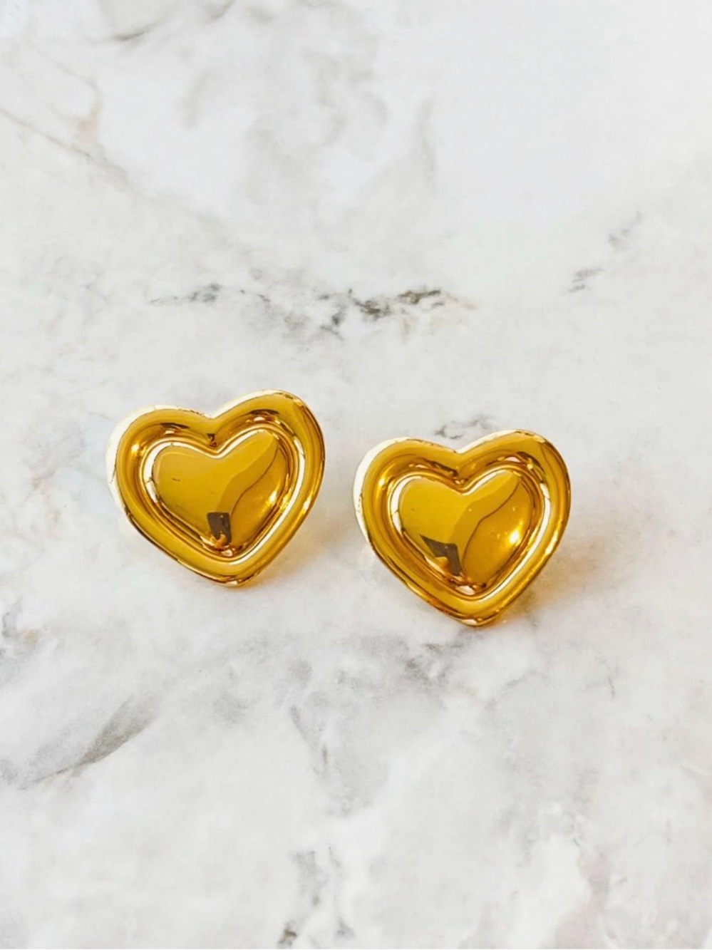 Gold Heart Stud Earrings - Elegant Women’s Jewelry